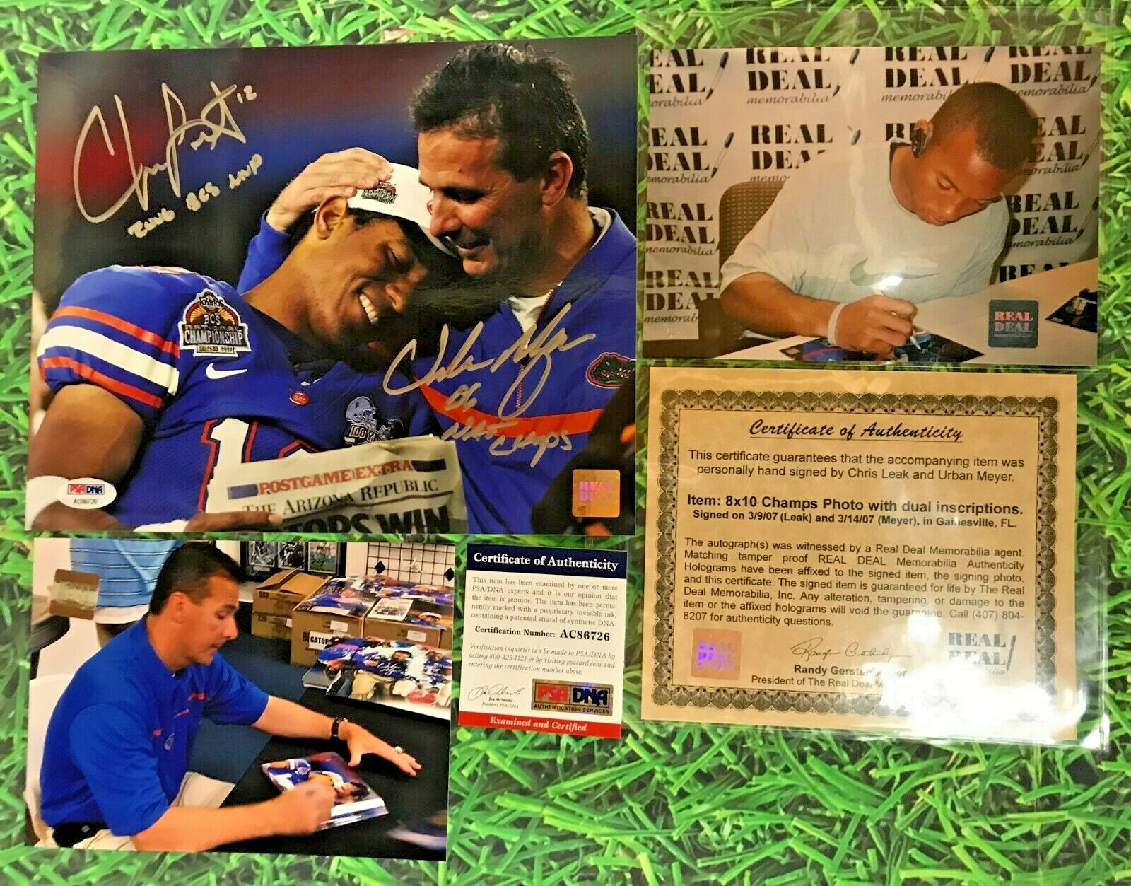 URBAN MEYER Autographed Signed Florida Gators CHRIS LEAK 8X10 PHOTO PSA/DNA INSCRIPTION 
