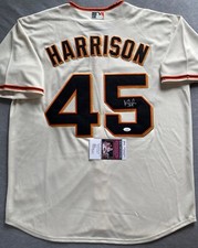 SAN FRANCISCO GIANTS- KYLE HARRISON AUTOGRAPH #45 NIKE CREAM JERSEY JSA AS72804