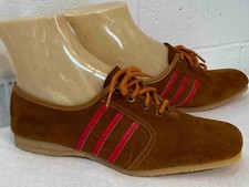 Sz 6 NOS Shoes Vtg 70s 3 Stripe Rust Pigskin Suede Leather Sneakers Oxford Kraus