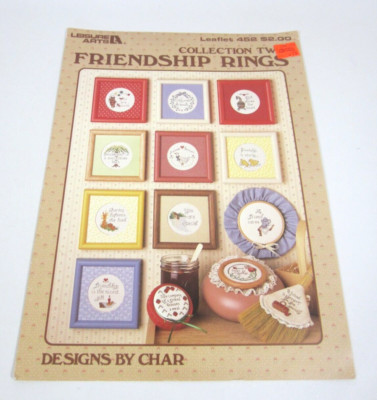 Leisure Arts Friendship Rings VTG 1986 Cross Stitch Patterns Char Leaflet #452