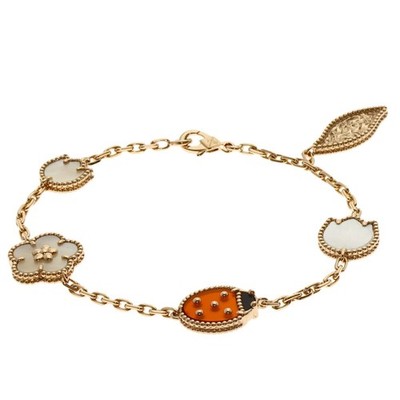 Van Cleef & Arpels  Lucky Spring Onyx Carnelian Shell Bracelet K18 Pink Gold...