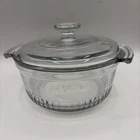 VTG Anchor Hocking #1436 1 QT Clear Glass Casserole Dish w/ Lid Made In USA 🇺🇸