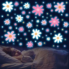 Glow in The Dark Big Daisy Wall Decals，Glowing Luminous Large Cute Daisy Wall...