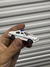 Vintage White Police Car Diecast Toy Made In China 104-100610 Blue Light