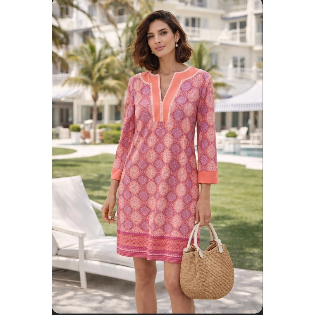 Cabana Life by Talbots Coral Pink Printed Shift Dress Size Small Sun Safe UPF
Opens in a new window