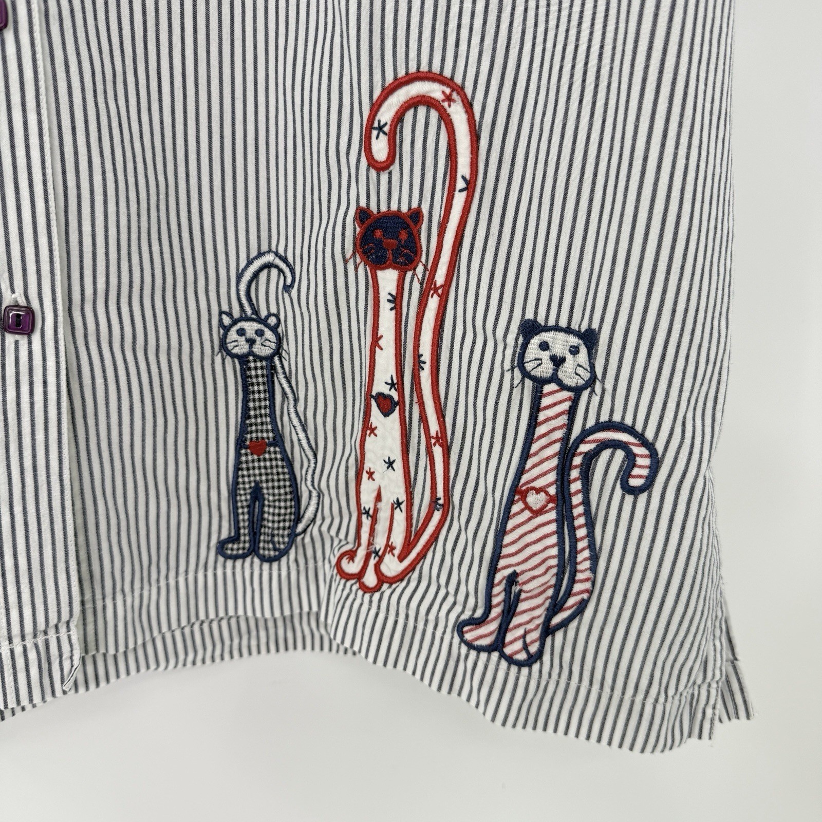 Bobbie Brooks  Plus Cat Patchwork Button Shirt No… - image 4