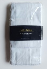 Club Room Mens Set of 13 White Handkerchiefs 100 Cotton Full Size NEW NIP