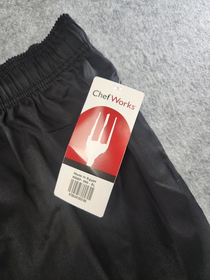 Chef Works Pants Mens XL Black Elastic Waist Drawstring Employee NBBP-000 - Image 2 of 4