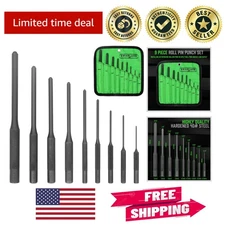 Compact 9-Piece Roll Pin Punch Set with Nylon Pouch - For All Your Repair Needs