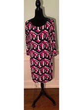 LAUNDRY Womens Navy Lined 3/4 Sleeve Knee Length Sheath Dress 4