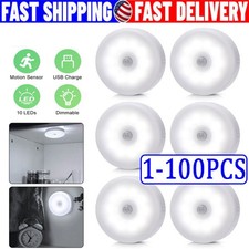 LED Motion Sensor Under Cabinet Closet Light USB Rechargeable Kitchen Lamp