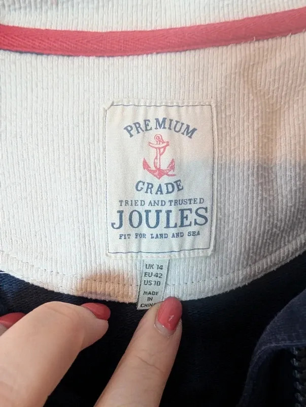 Joules Striped Sweatshirt UK 14 Navy White Funnel Neck image 6