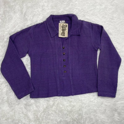 Tibetan Trader Womens Button Up Jacket Size L Large Purple Sweater Nepal New NWT