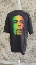 Vintage Y2K Zion Rootswear Bob Marley T Shirt Men L Black Rasta Reggae Quote