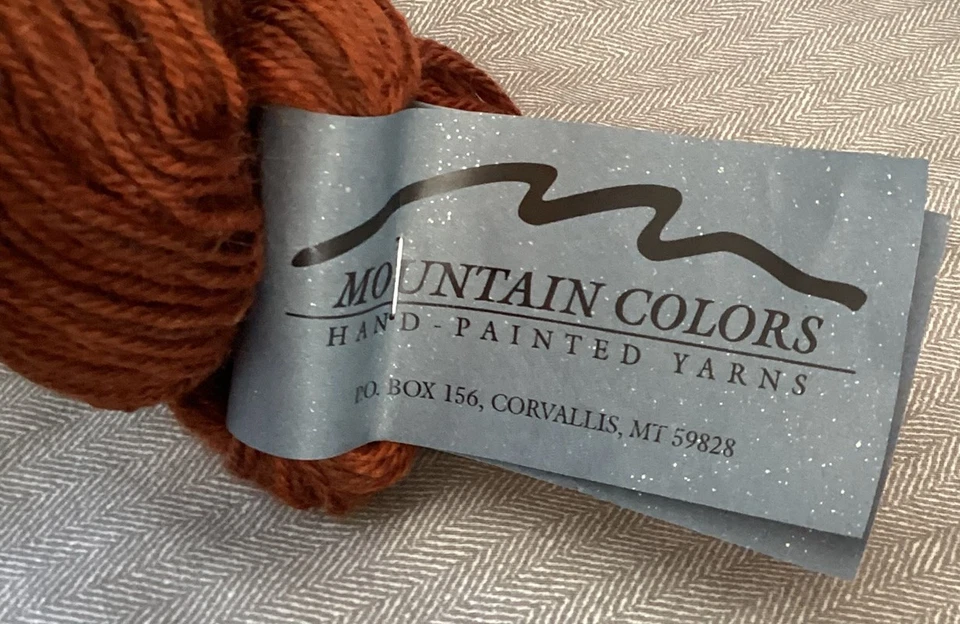 Hilos pintados a mano Mountain Colors lana, mohair, nailon. Color Cobre 100 gm Hank Foto 4 de 4