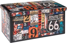 Folding Storage Ottoman Bench with Faux Leather Footrest Seat, Coffee Table 30"X