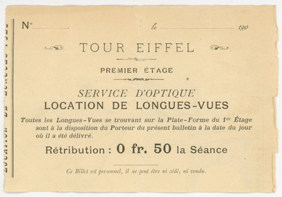 c1900 Eiffel Tower Tour Ticket Paris F224