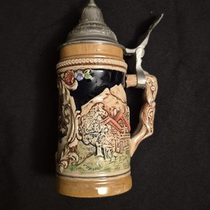 Vintage Western German Beer Stein Pewter Lid 53 DBGM