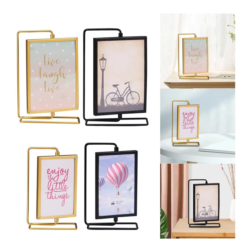 Cadre photo rotatif avec cadre photo en verre pour décors de table de - Photo 1/1