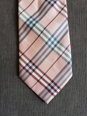 BURBERRY 新品タグ付きノバチェックヴィンテージ希少SILK100% Burberry London Mens Pink Nova Check Silk Tie Classic Plaid