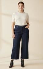 Jessica Simpson High Rise Wide Leg Denim Jeans Dark Blue Button Women's