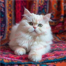 Digital Image Art Ai Picture Photo Wallpaper for Desktop White Fluffy Cat Nature