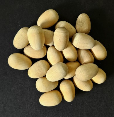 23 Unfinished Solid Wood Eggs For Crafting Ready To Paint 1 1/2'' (2 Available)