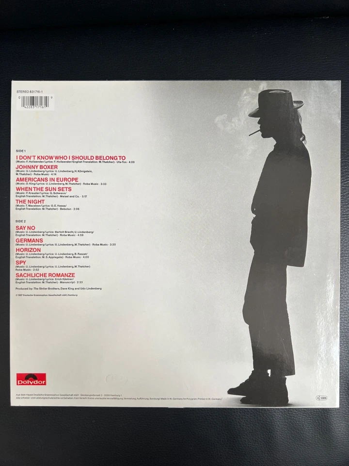 UDO LINDENBERG/I don't know who I should ..-LP-Vinyl: M-/Cover:NM/1st. D.1987 - Bild 3 von 4