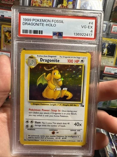 1999 Pokémon Fossil Dragonite 4/62 Holo PSA VG-EX 4
