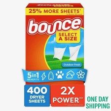 Bounce Select a Size Fabric Softener Dryer Sheets, Outdoor Fresh, 400 ct.