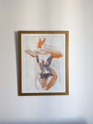 Kunstwerk weiblicher Akt Malerei Aquarell Abstrakte Kunst Signiert