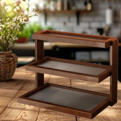 Schreibtisch Regal Organizer 3 Ebenen Multifunktional Retro Design Gewürz Aufbewahrung