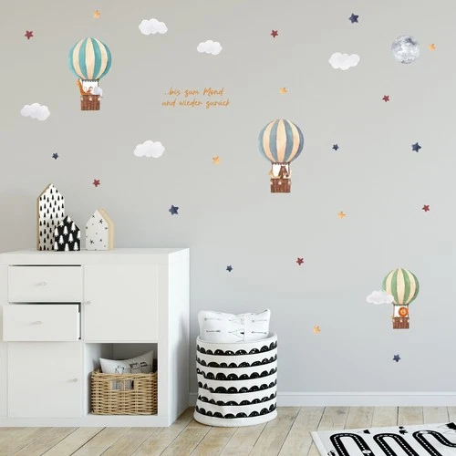 Set hot air balloon's wall decal sticker film kids boy living room y057
