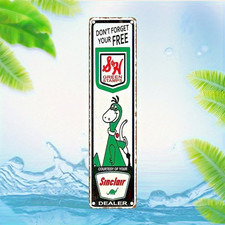 Vintage Sinclair Dino Green Stamps 16x4 Metal Sign Retro Garage Auto Home Decor