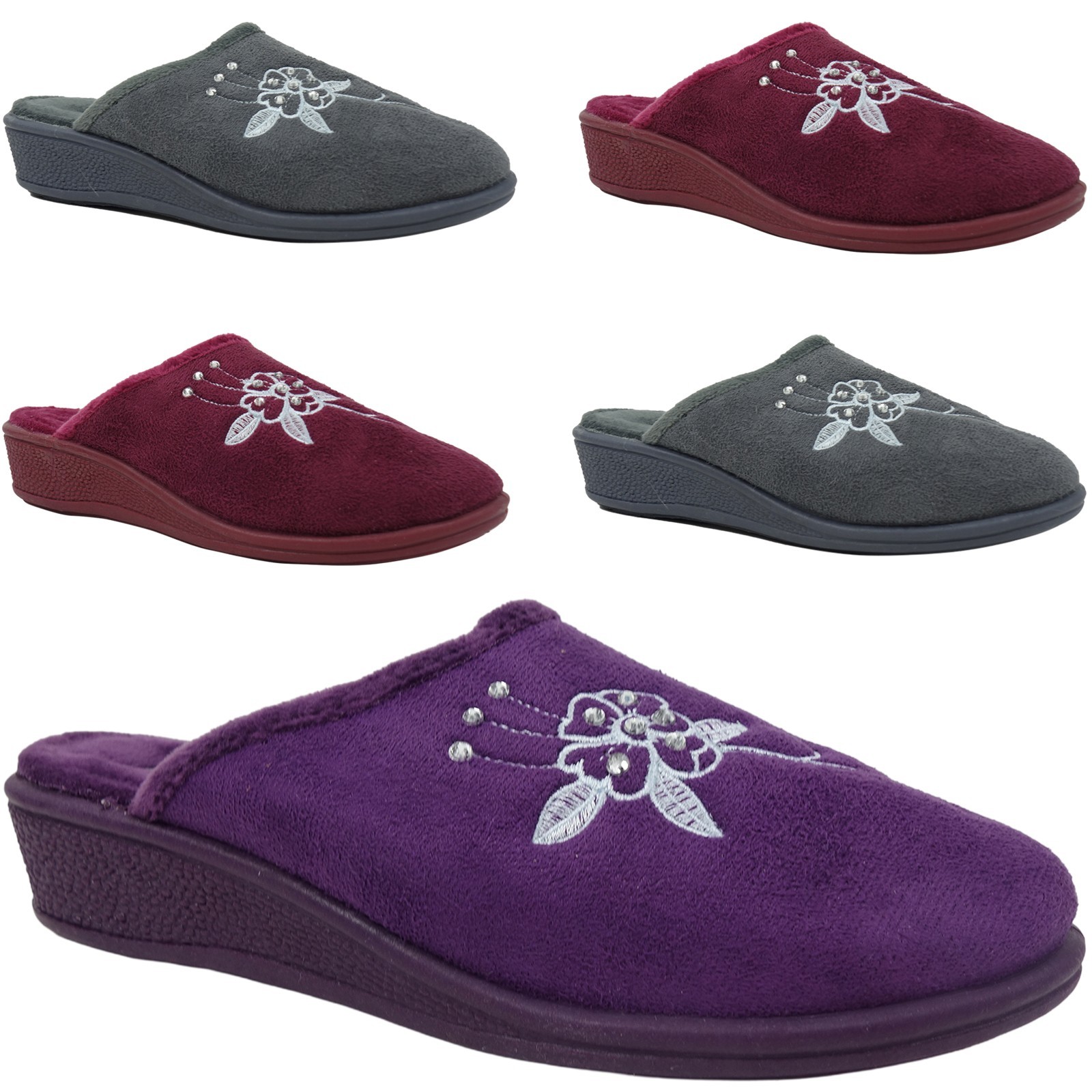 dunlop low wedge slippers womens ladies shoes slip ons indoor outdoor size 3 / 8