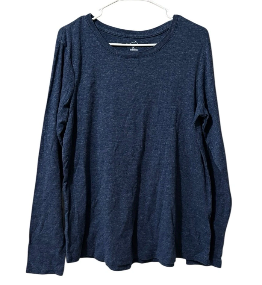 Eddie Bauer Men Sz XL Long Sleeve Blue T Shirt Stretch Preppy Athleisure Casual