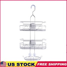 Adjustable Shower Caddy Metal Organizer W/ Suction Cups Hooks Soap Dish New