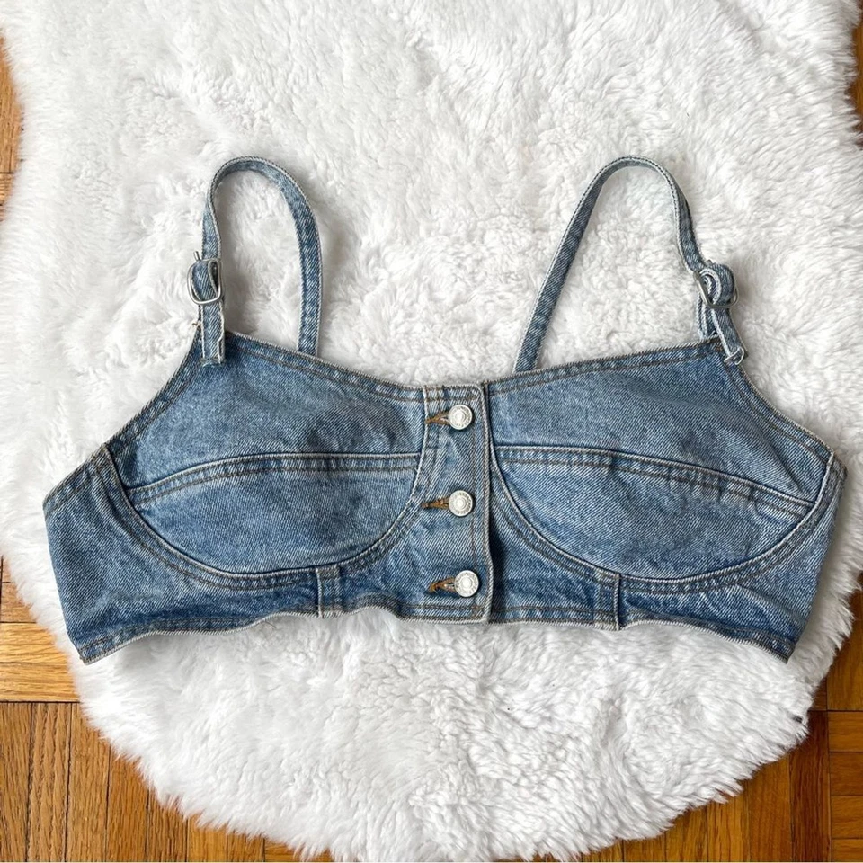 JORDACHE Top Mujer Correa EspaguetiJean Vintage Y2K Sujetador Top Denim Talla Grande  Foto 3 de 4