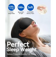 3D Weighted Eye Mask | Memory Foam Sleep Mask for Women & Men | 100% Blackout |