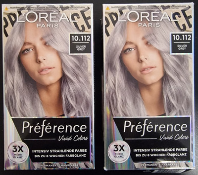 2x L Oréal Paris Préférence Vivid Colors 10.112 Silver Grey NEU OVP