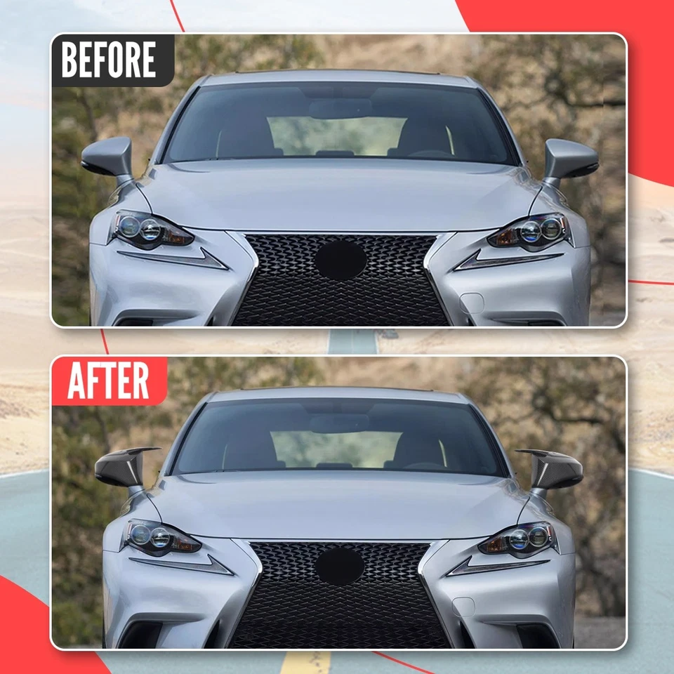 For Lexus IS IS GS GS F Sport 2012-2020 Pair Carbon Fiber Rearview Mirror Cover Foto 3 de 4