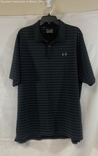 Under Armour Black Pinstripe HeatGear Loose Fit Golf Polo Shirt Men's XL