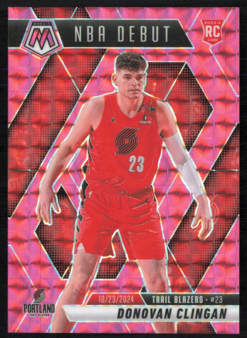 Donovan Clingan 2024-25 Panini Mosaic Pink Mosaic/175 #261 ,RC Trail Blazers