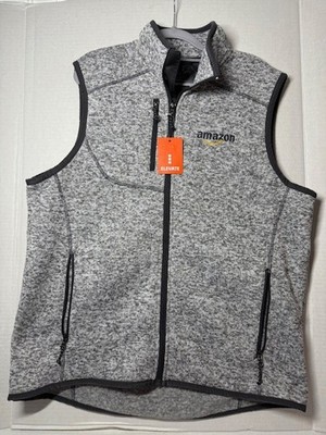 Large Heather Grey Sweater Vest Mens Large with Amazon Logo