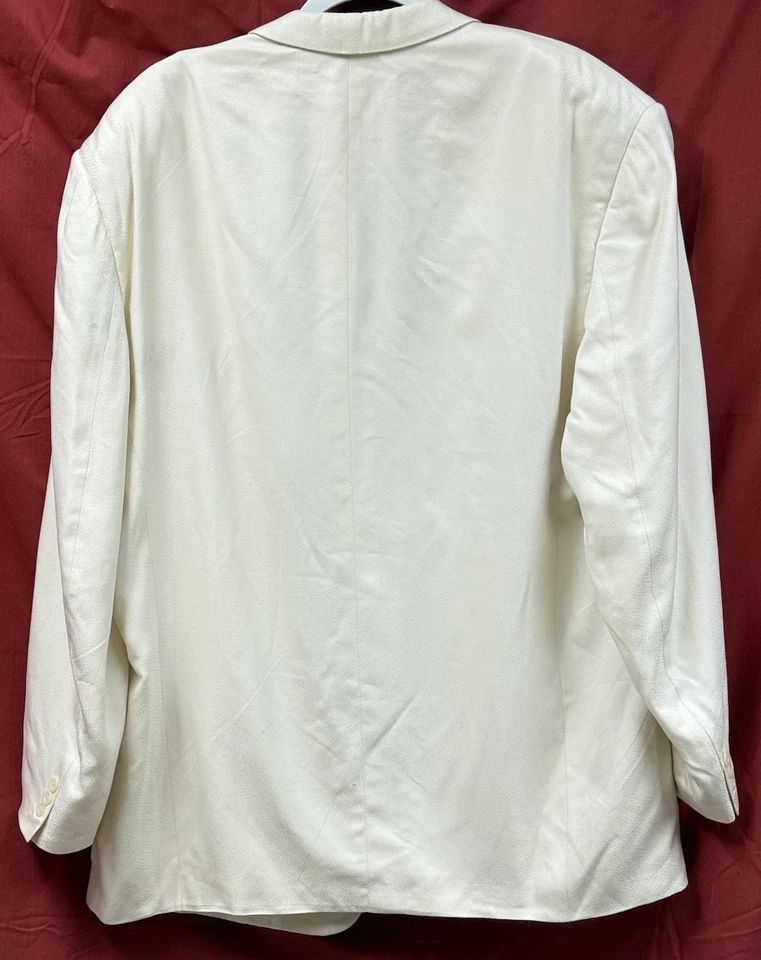 Blazer vintage REALTA branco creme 100% seda smoking jaqueta de jantar tamanho 44R CANADÁ - Imagem 2 de 4