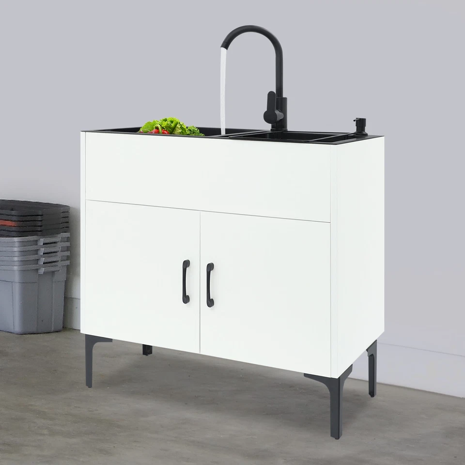 Fregadero de lavandería utilitario con gabinete y grifo para cocina/baño/restaurante/hotel Foto 2 de 4