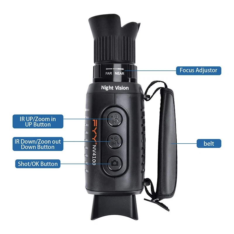 FHD Digital Nachtsicht Monoculars Infrarot Night Vision Videokamera mit aufnahme - Bild 3 von 4