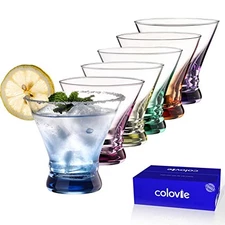 es Set of 6 - Cocktail Glasses - 8oz Stemless Margarita, Bar, Martini Glass