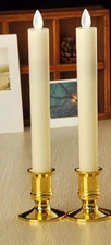 2 Flameless Taper Candles Light Flickering Battery Operated with Remote Timer