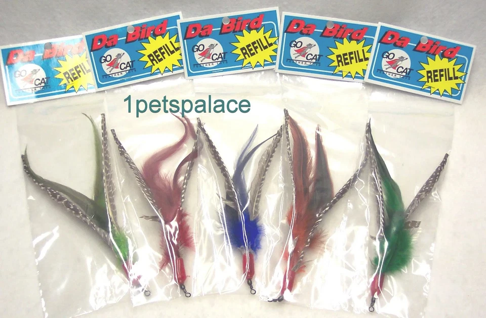 5 guinea REFILLS for Da Bird feather wand cat toy toys refill GO CAT free ship